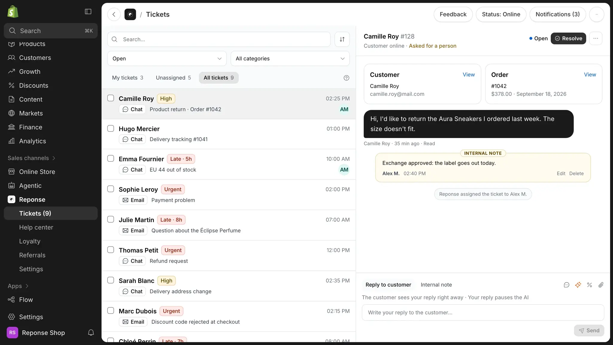 A back-office native to the Shopify admin