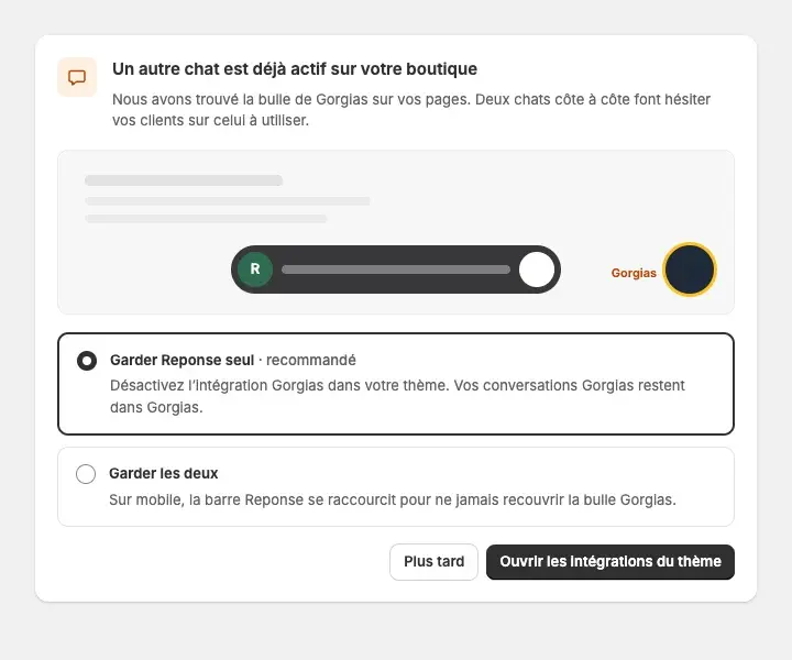 Admin card: another chat is already active on the store