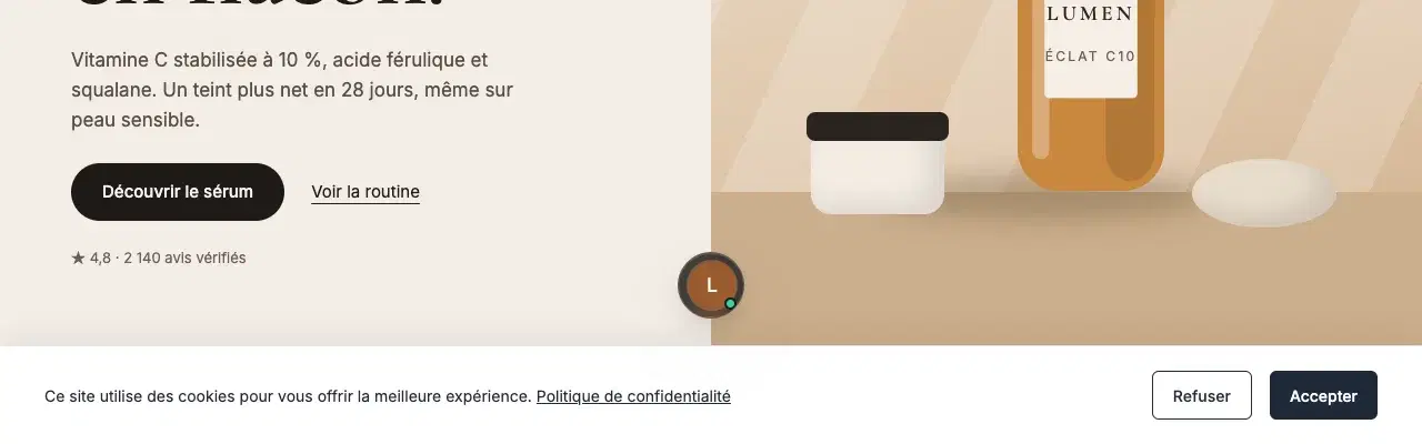 Widget shrunk to its avatar above the cookie banner