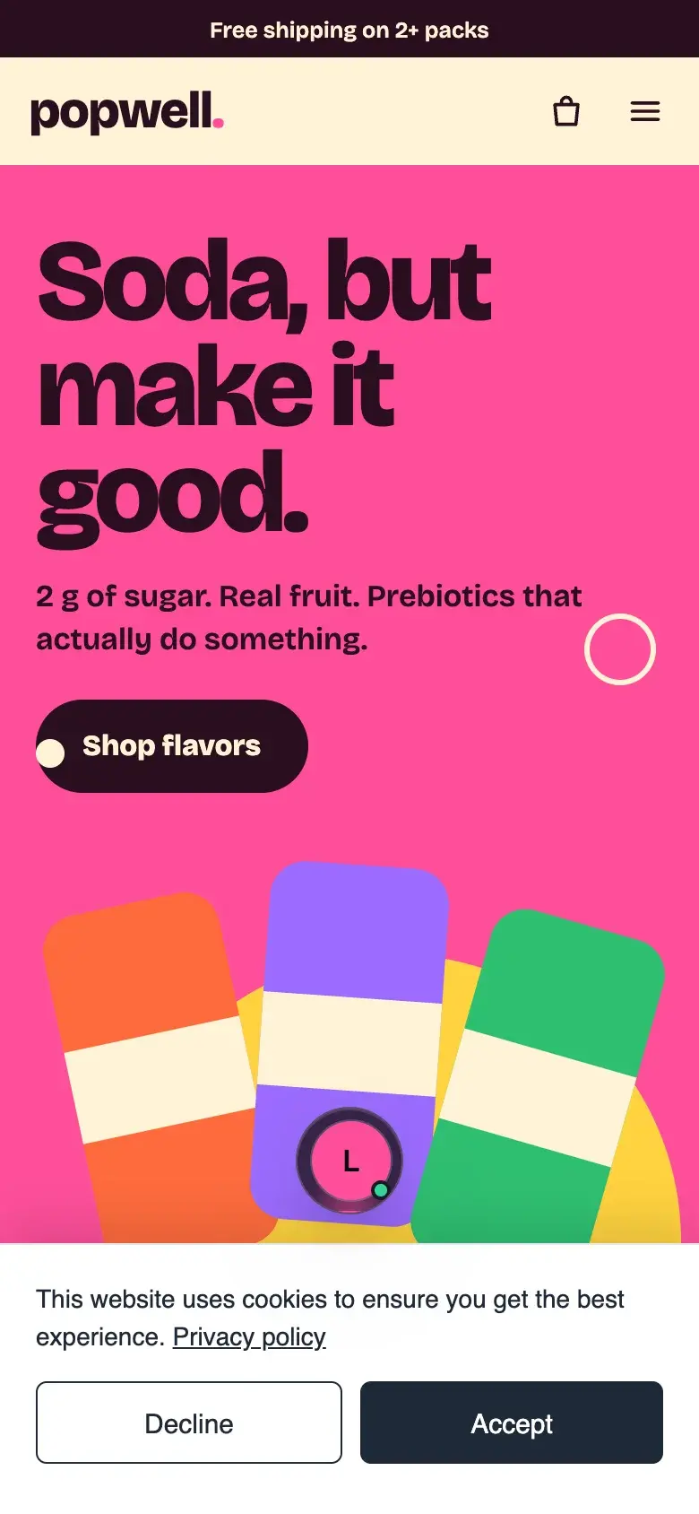 On mobile, avatar only above the cookie banner