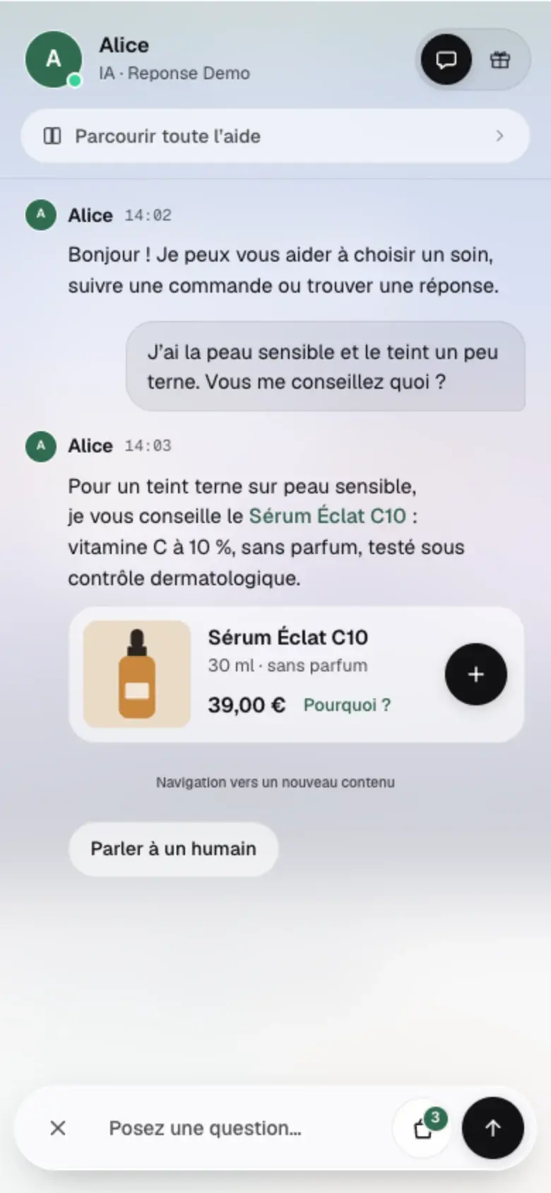 The open chat on mobile, light glass
